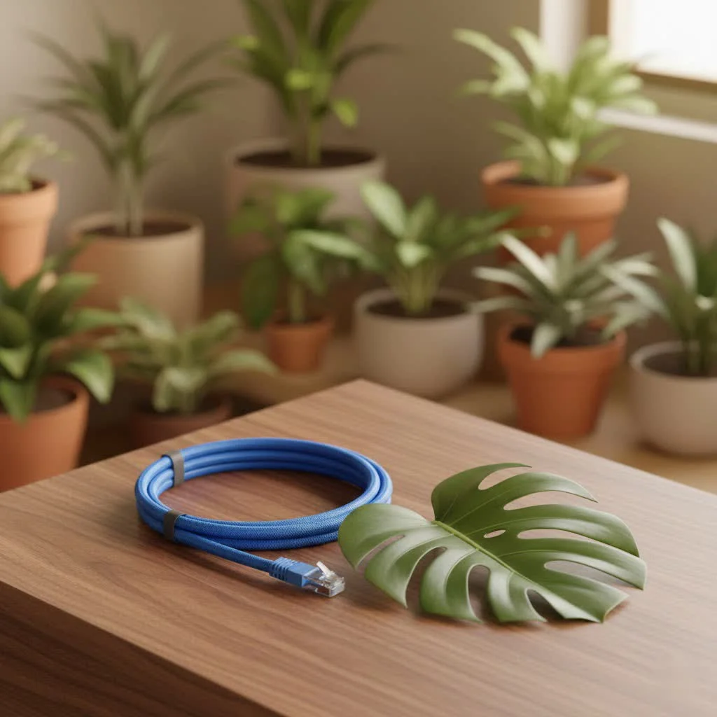 Close-up of various colored Ethernet cables