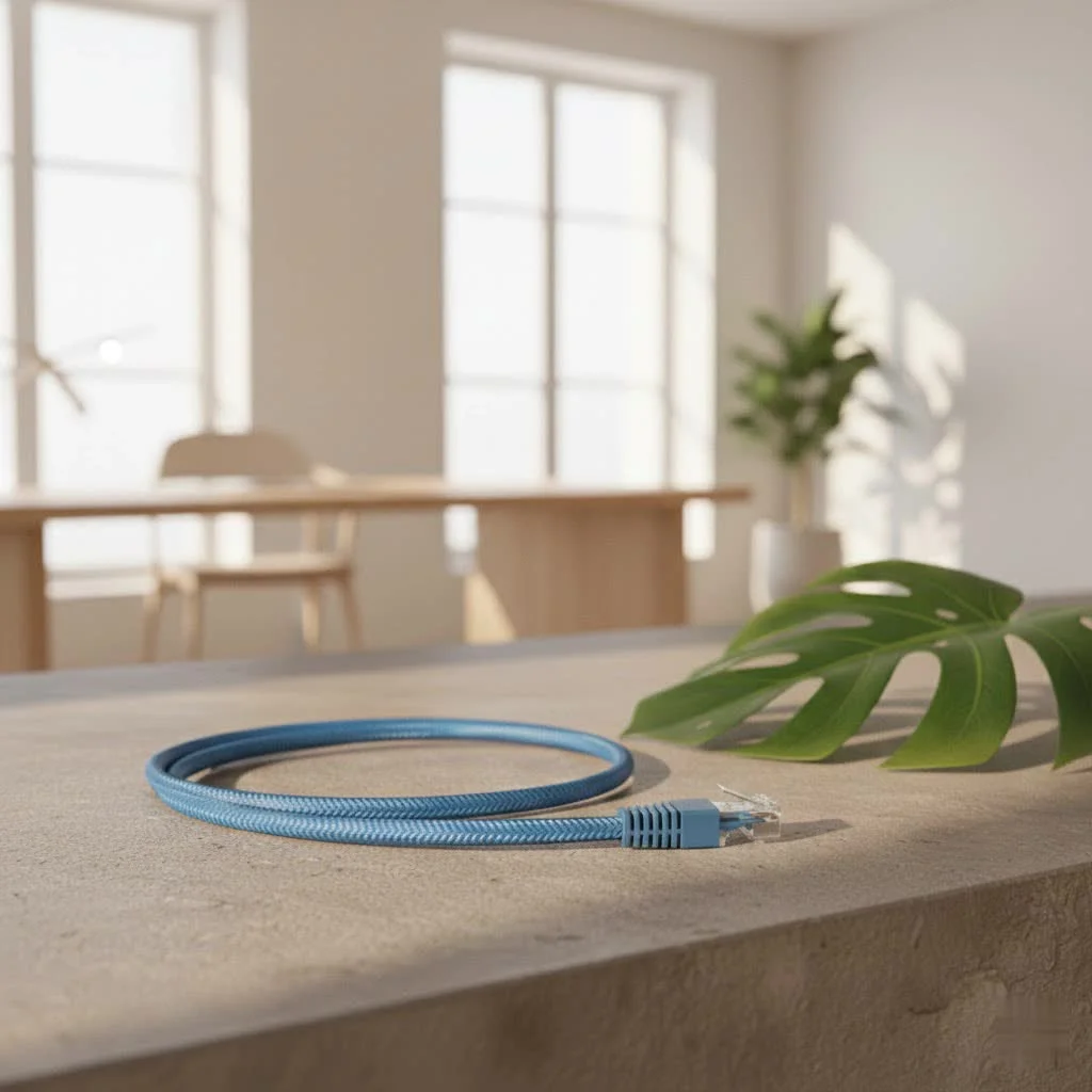A 75-foot Ethernet cable coiled neatly