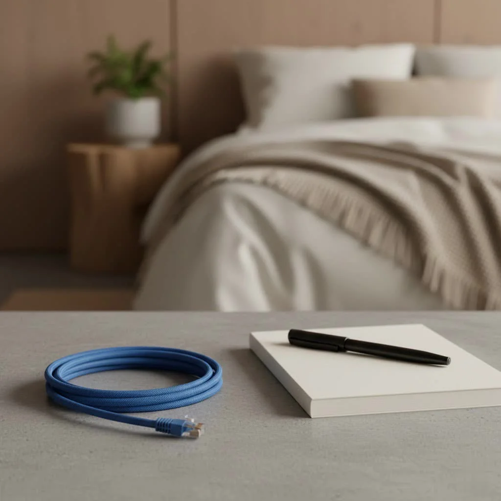 Ethernet cable connected to a PC for stable internet