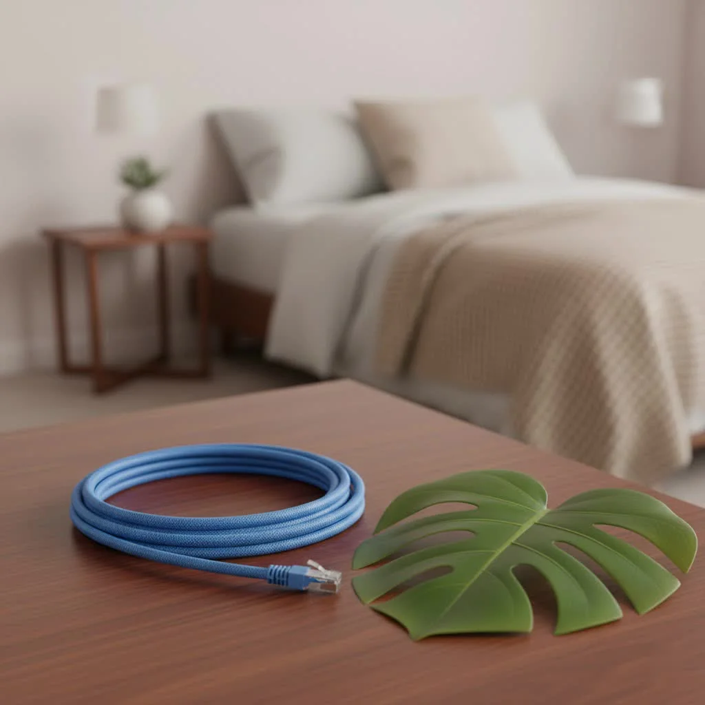 Various Ethernet cables with different colored connectors